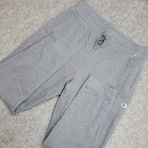Champion Sweatpants Mens Large Gray Patch Logo Streetwear Tapered Leg Drawstring